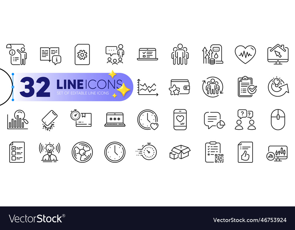 Outline set of voting ballot qr code and computer Vector Image