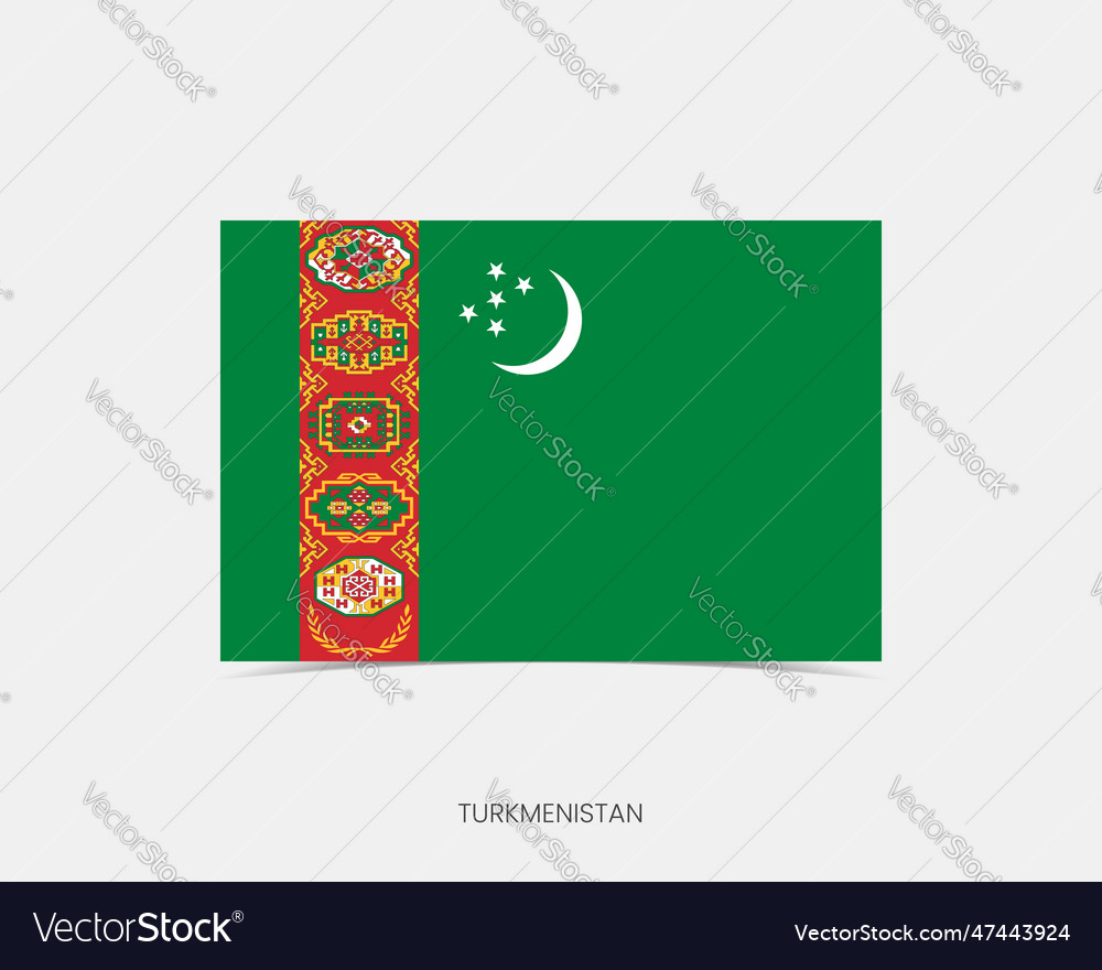 Turkmenistan Rechteck-Flag-Symbol mit Schatten