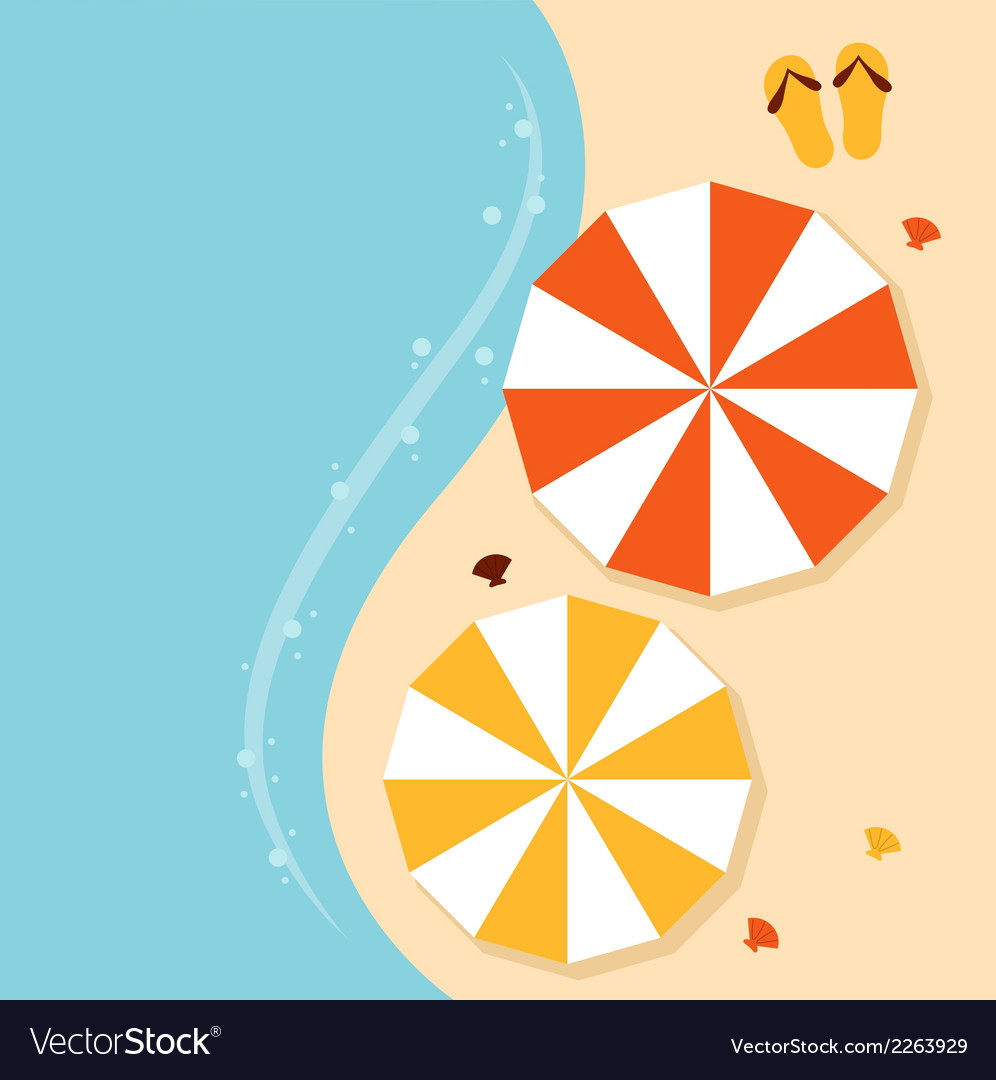 Beach summer background with umbrellas