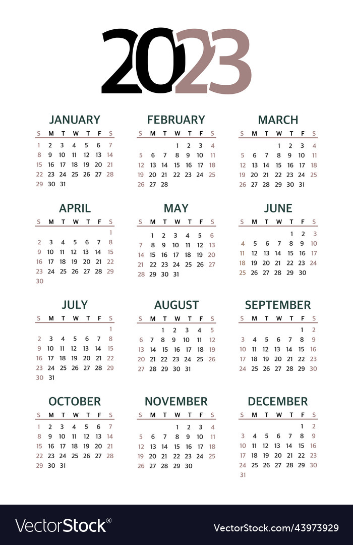 Calendar 2023 planner template the beginning Vector Image