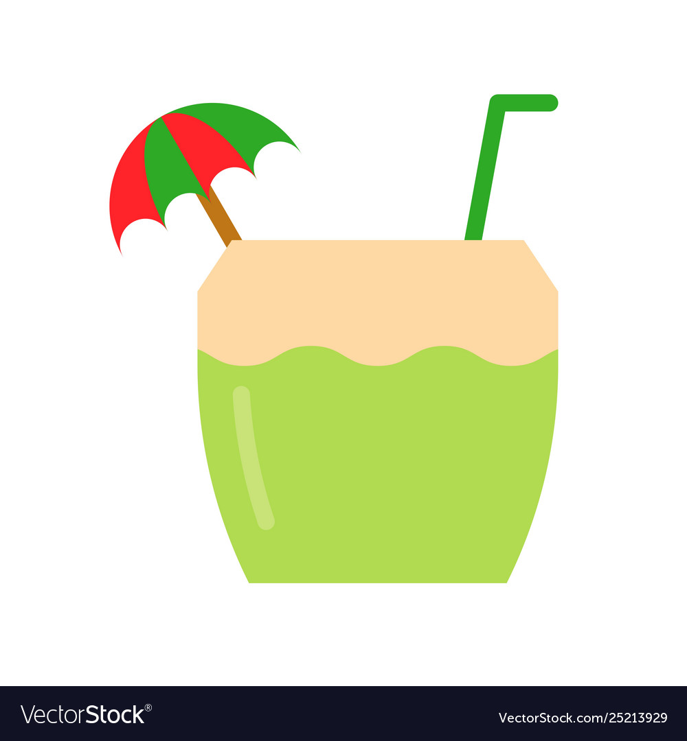 Coconut water beverage flat style icon