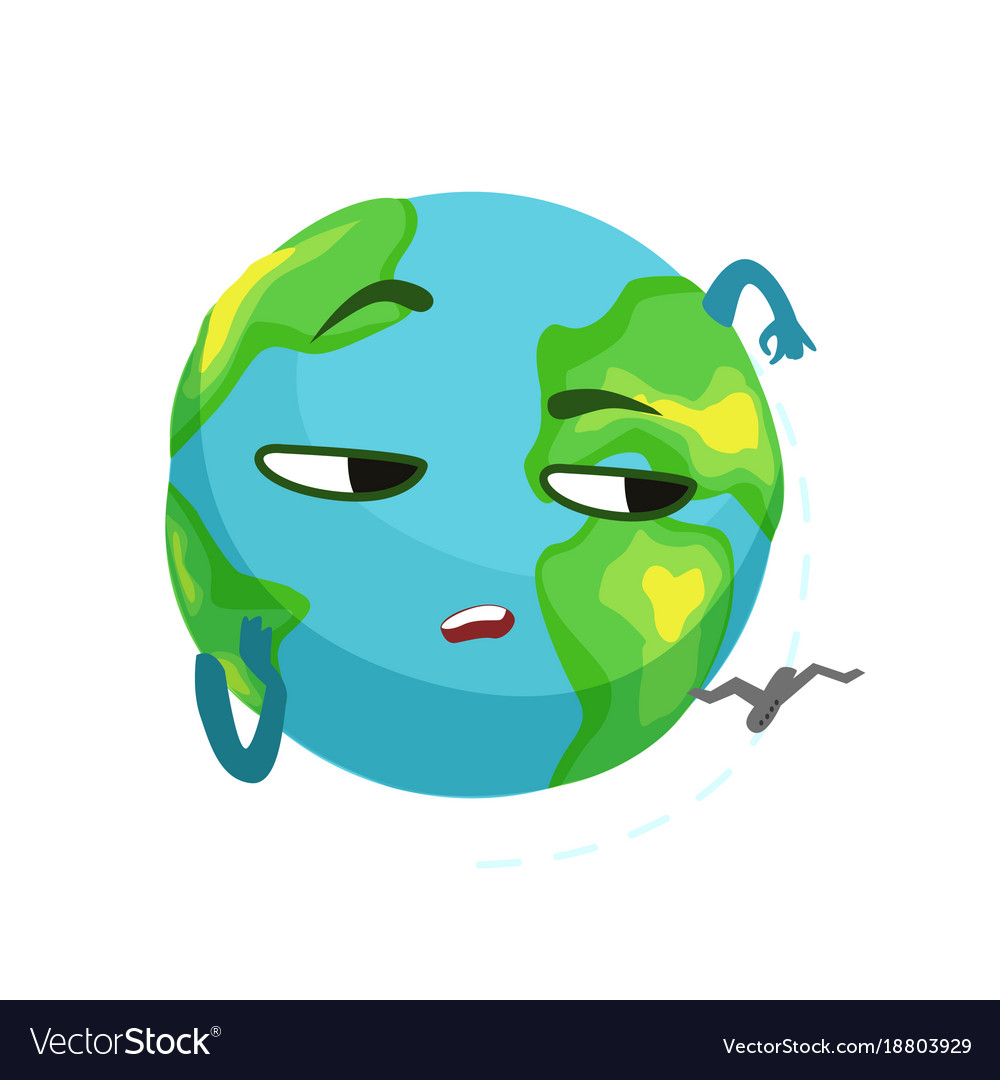 Funny boring earth planet character and airplane Vector Image Funny boring earth planet character and airplane Vector Image