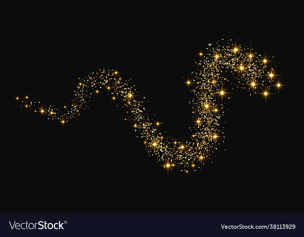 Gold glittering confetti wave and stardust Vector Image