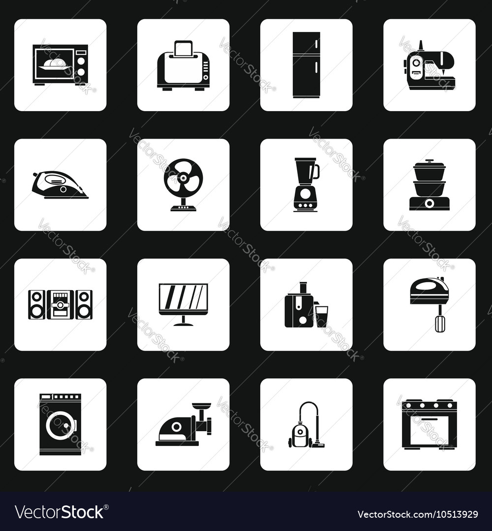 Household appliance icons set simple style Vector Image