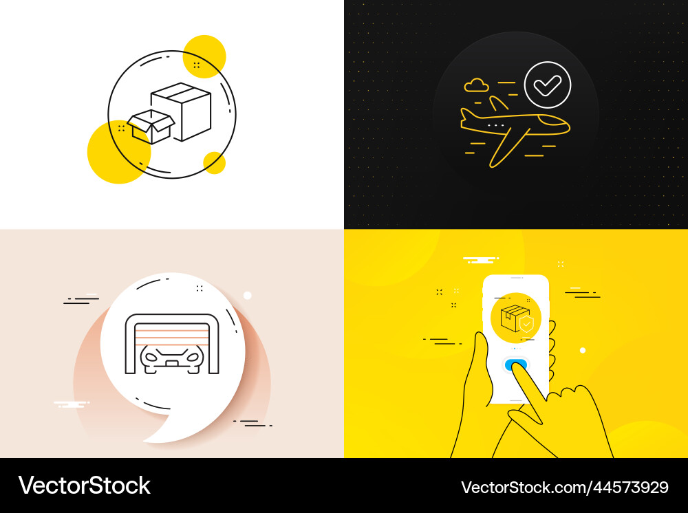 Minimal set of confirmed flight parcel insurance Vector Image