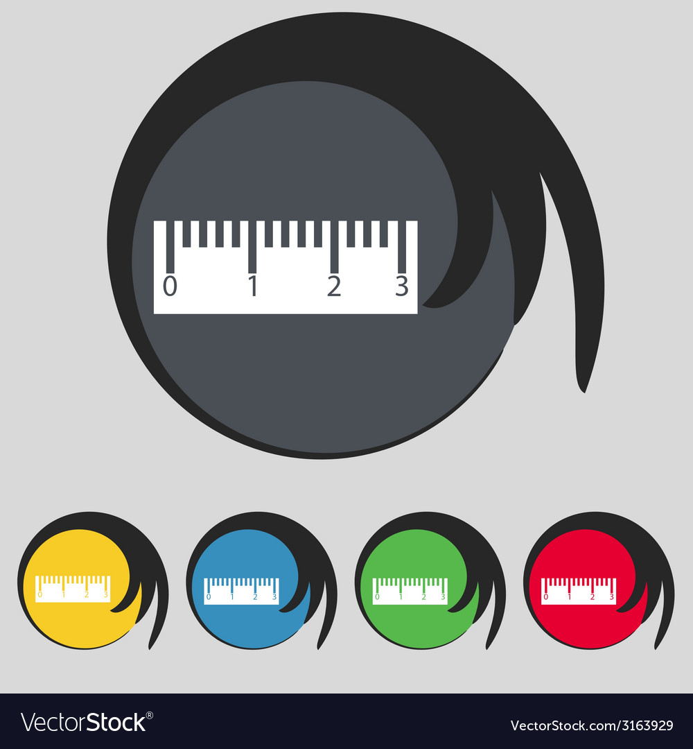 Ruler sign icon school tool symbol set of colored