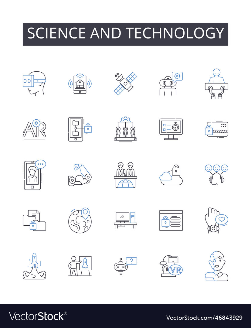 Science and technology line icons collection