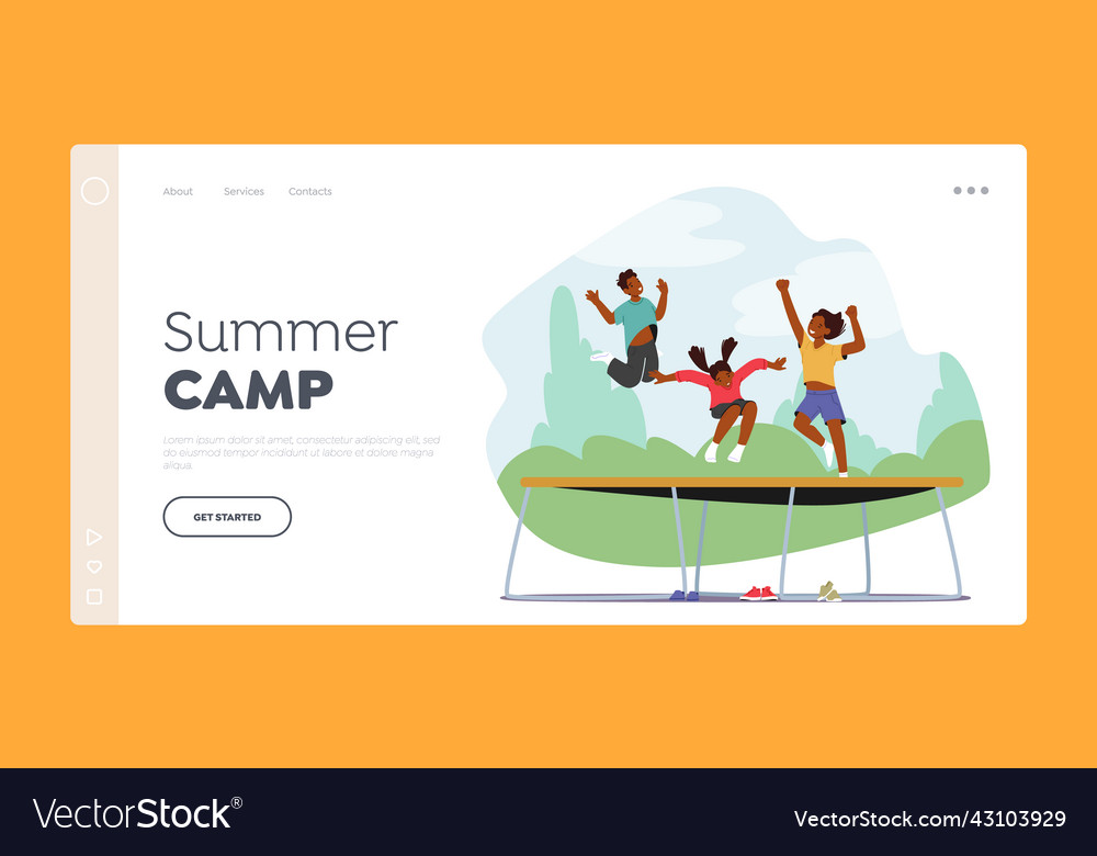 Summer camp landing page template little kids Vector Image