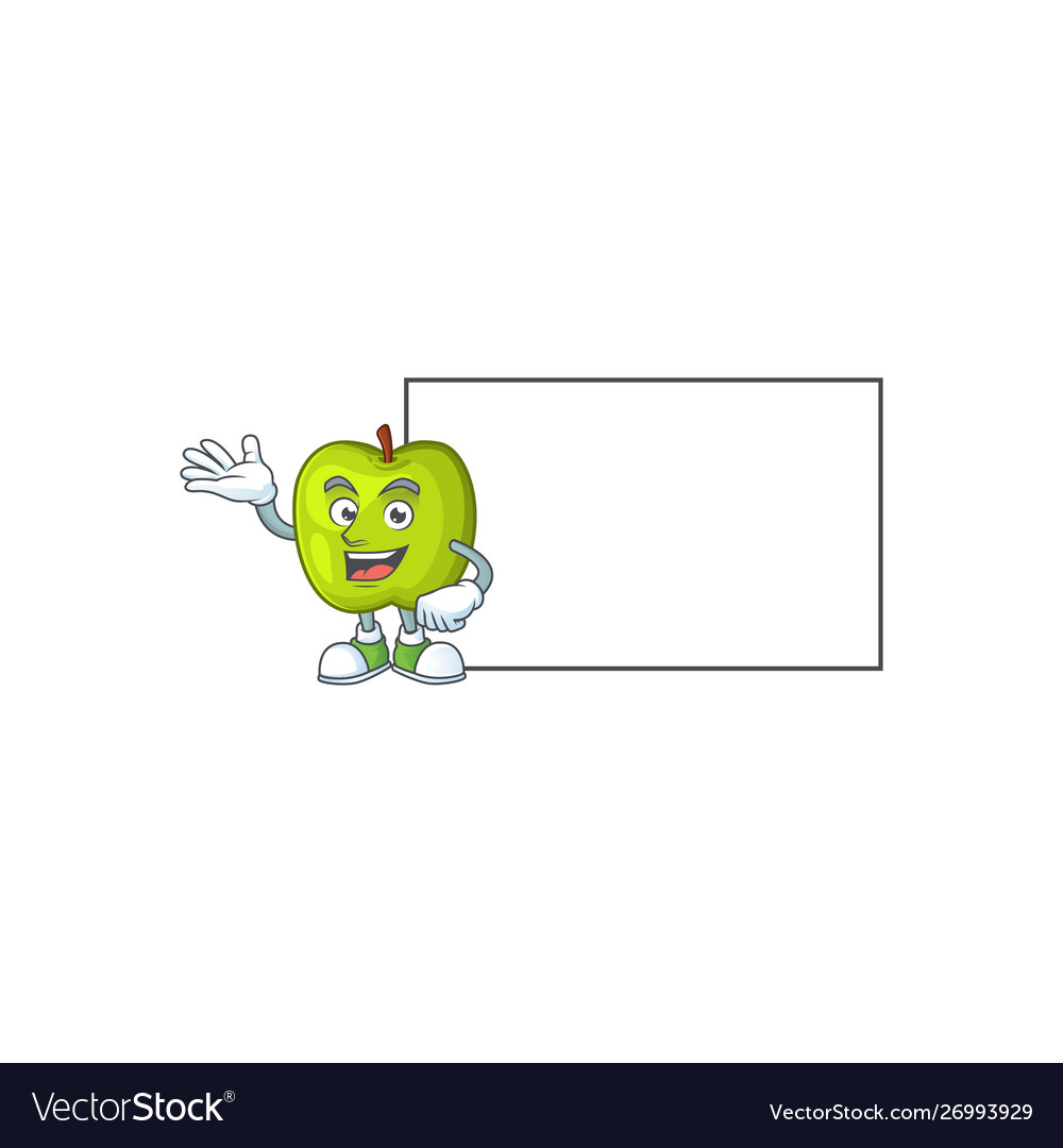 Thumbs up with board granny smith in a green apple