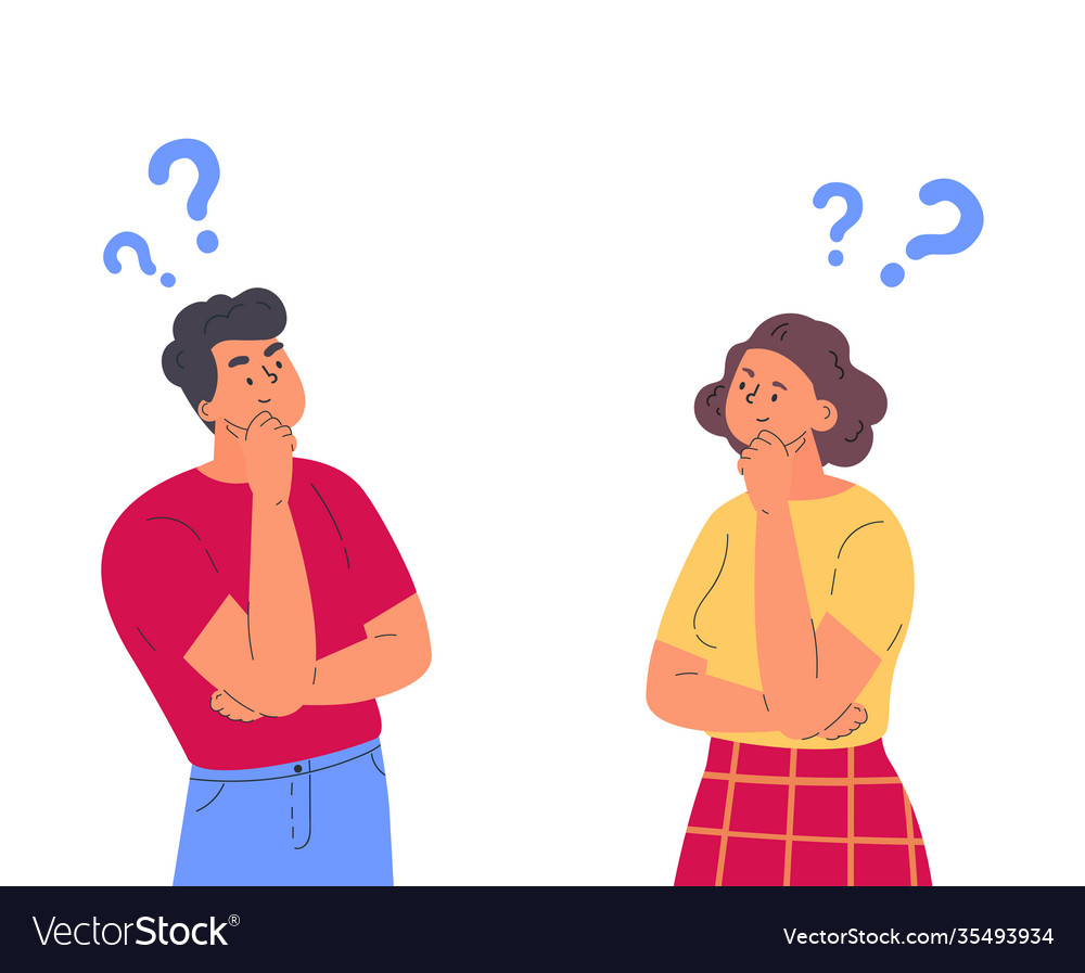 Couple man and woman having a question