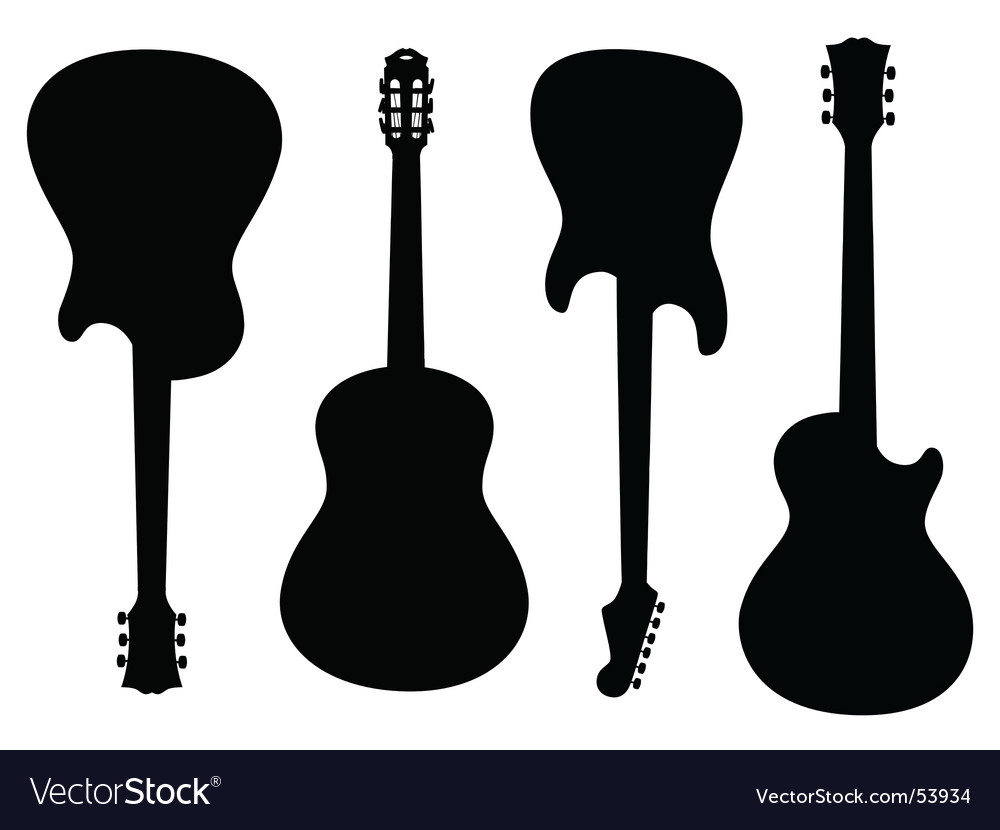 Guitars Silhouettes Royalty Free Vector Image Vectorstock 7173