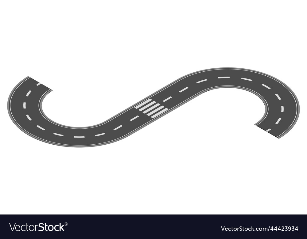 Isometric road element for highway city street map