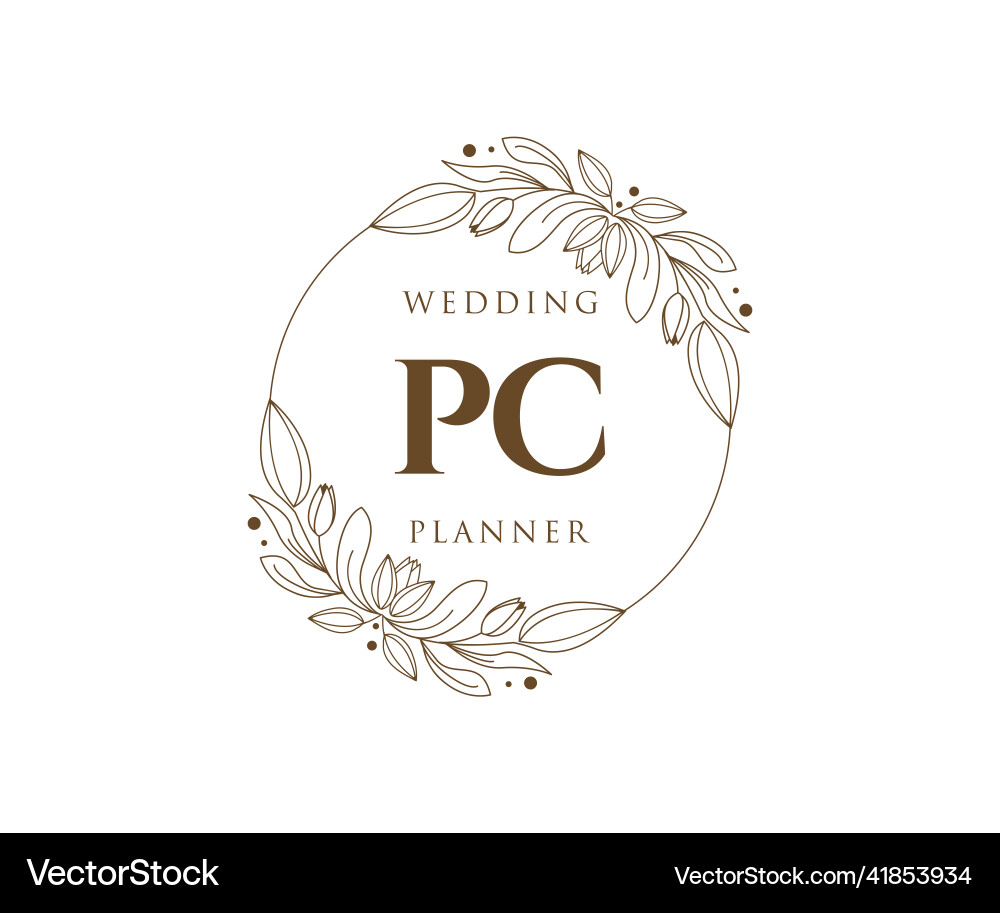 Pc initials letter wedding monogram logos Vector Image