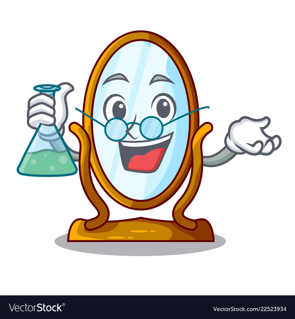 Professor big cartoon mirror in wooden frame Vector Image Professor big cartoon mirror in wooden frame Vector Image