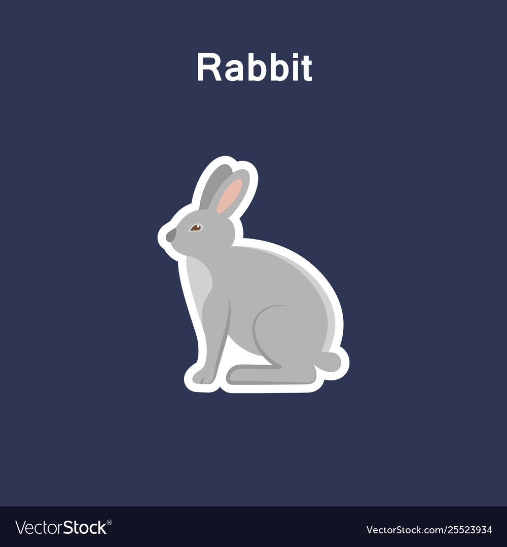 Rabbit flat icon sticker