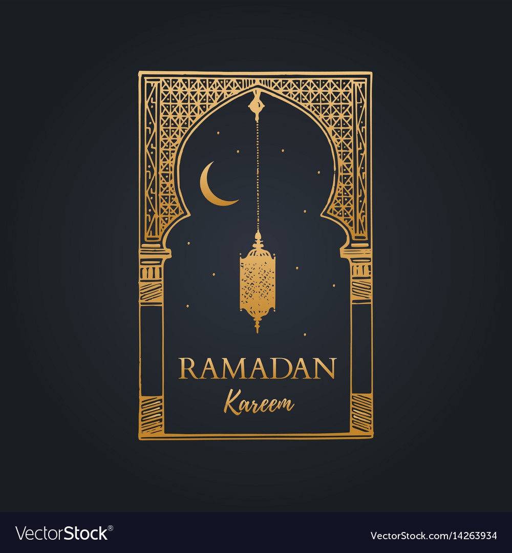 Ramadan Kareem Greeting Card With Calligraphy Vector Image