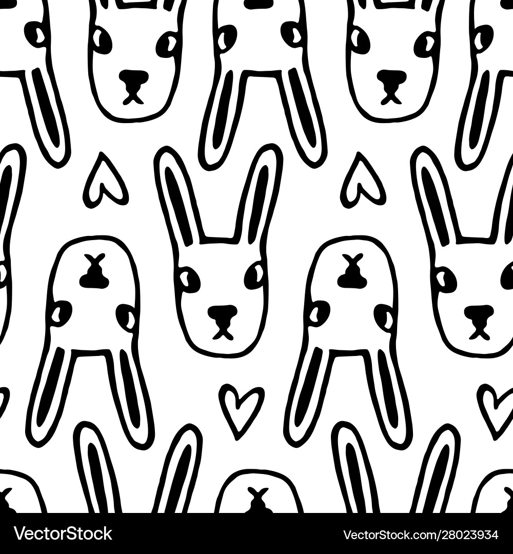 Seamless pattern with cute rabbits Royalty Free Vector Image