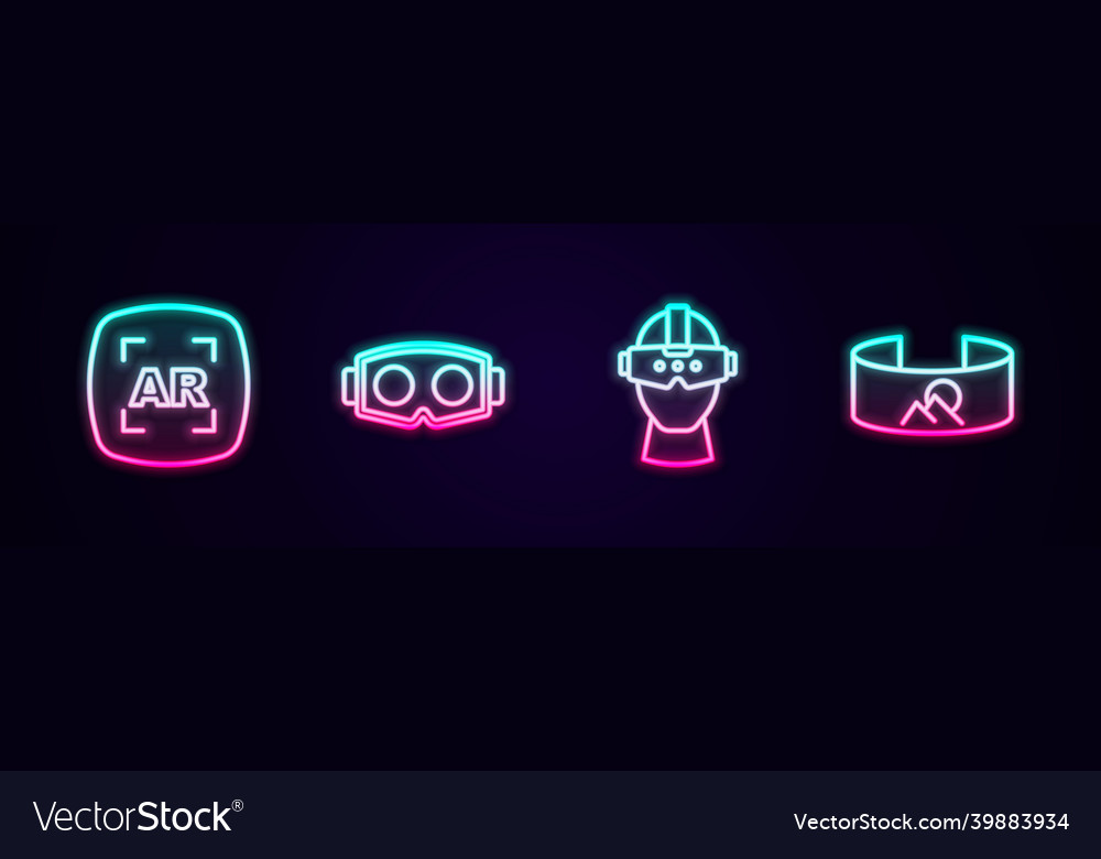 Set Line Augmented Reality Ar Virtual Glasses Vector Image Set Line Augmented Reality Ar Virtual Glasses Vector Image