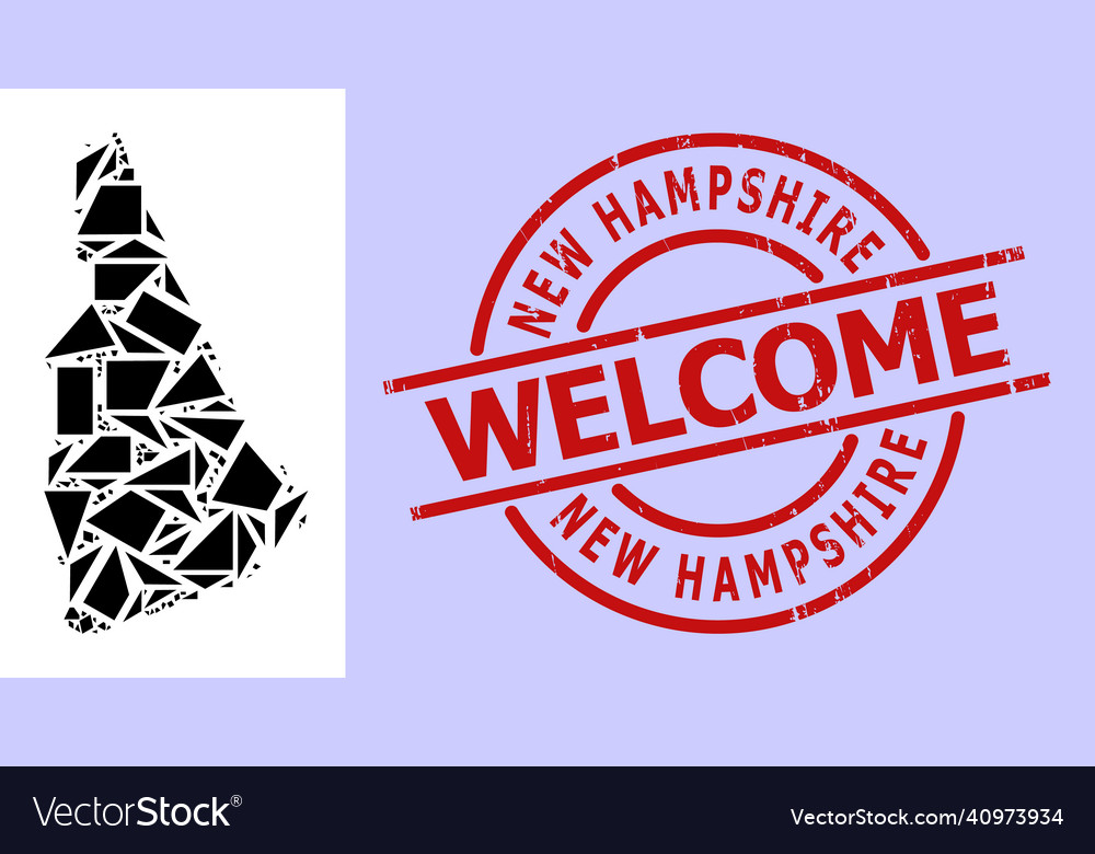 Simple geometric mosaic map of new hampshire state