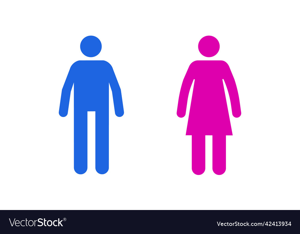 Stick man and woman male female toilet icon vector image