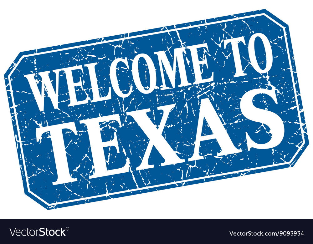 Welcome to texas blue square grunge stamp Vector Image