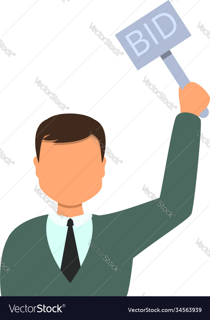 Auction bid person icon cartoon style Royalty Free Vector With Auction Bid Cards Template