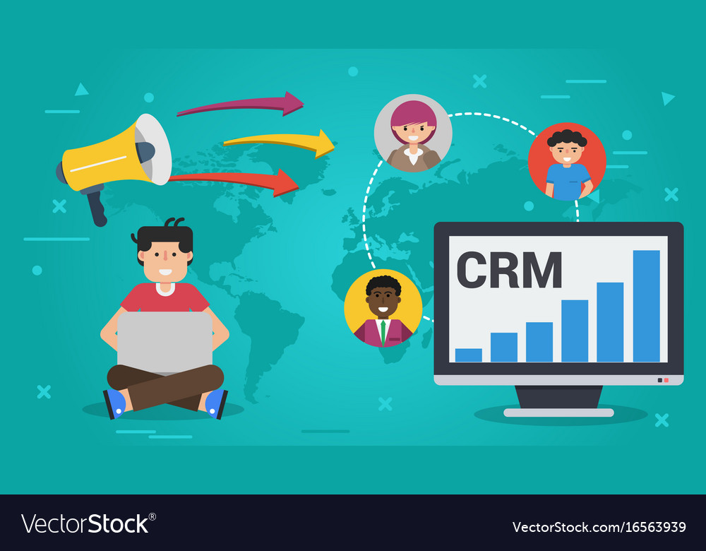 Business Banner Customer Relationship Management Vector Image Crm, customer relationship management isometric web banner. vectorstock