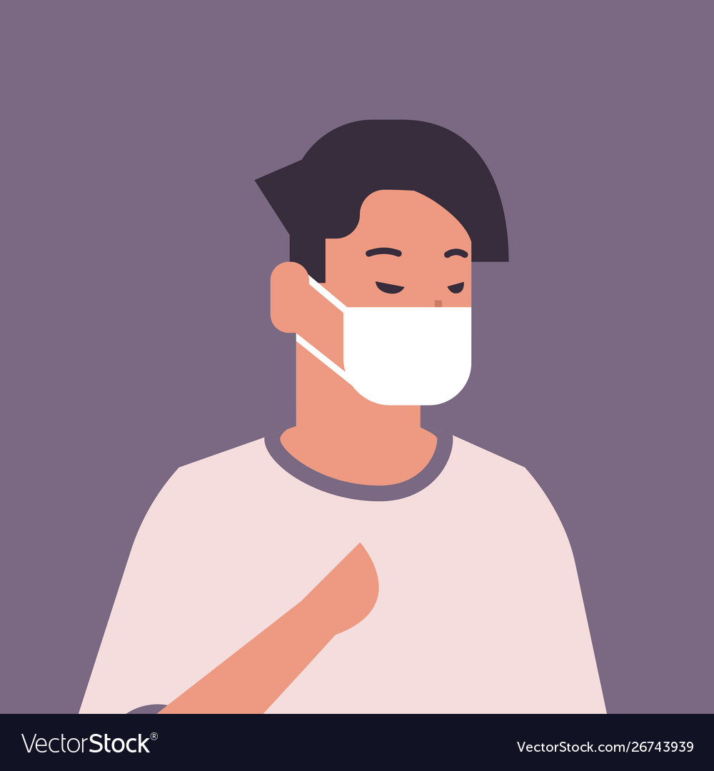 Man Wearing Face Mask Environmental Industrial Vector Image