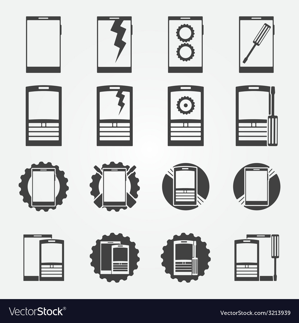 Mobile phone service icon set Royalty Free Vector Image