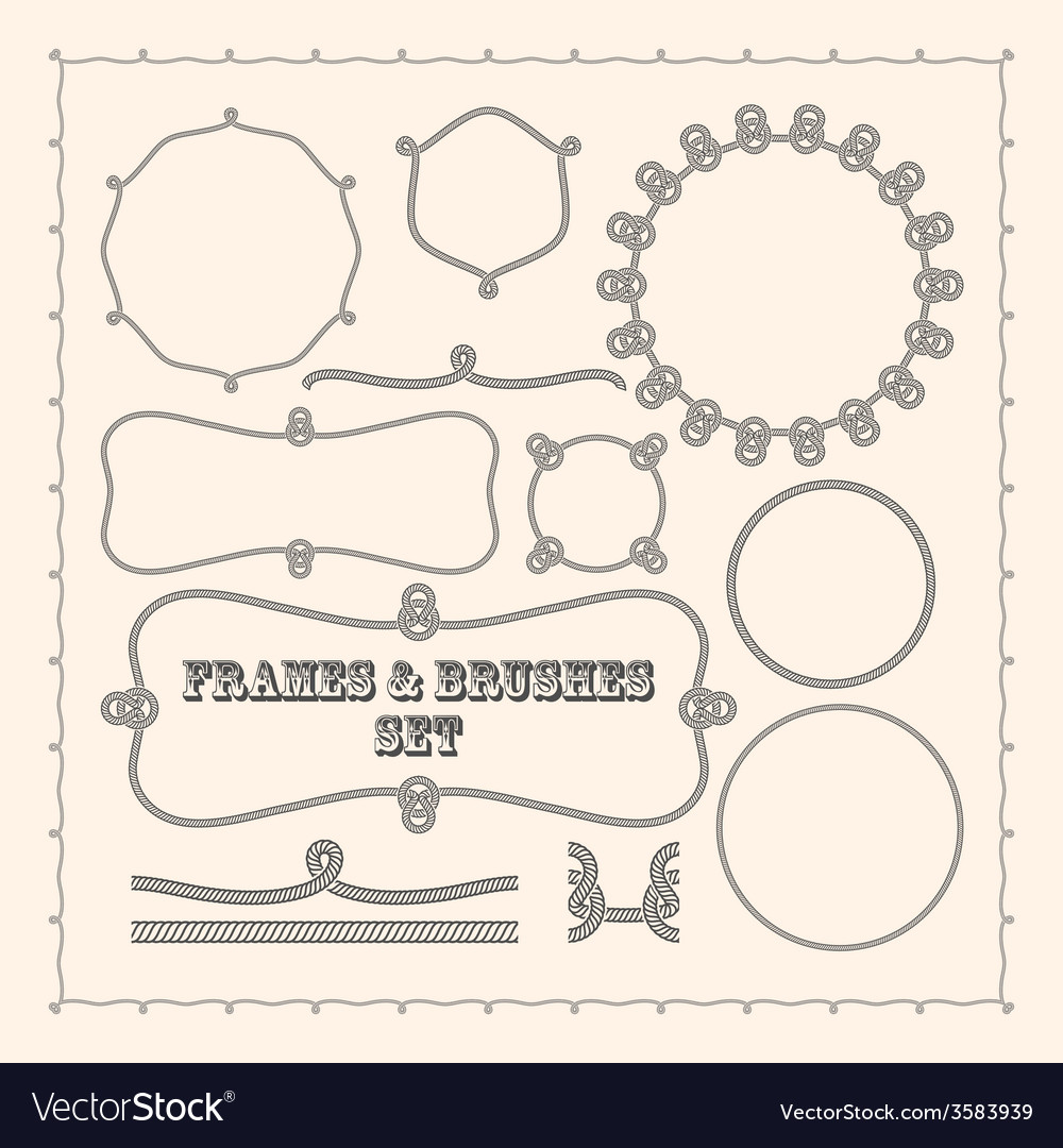 set of frame templates and rope brushes design vector image photo frames templates