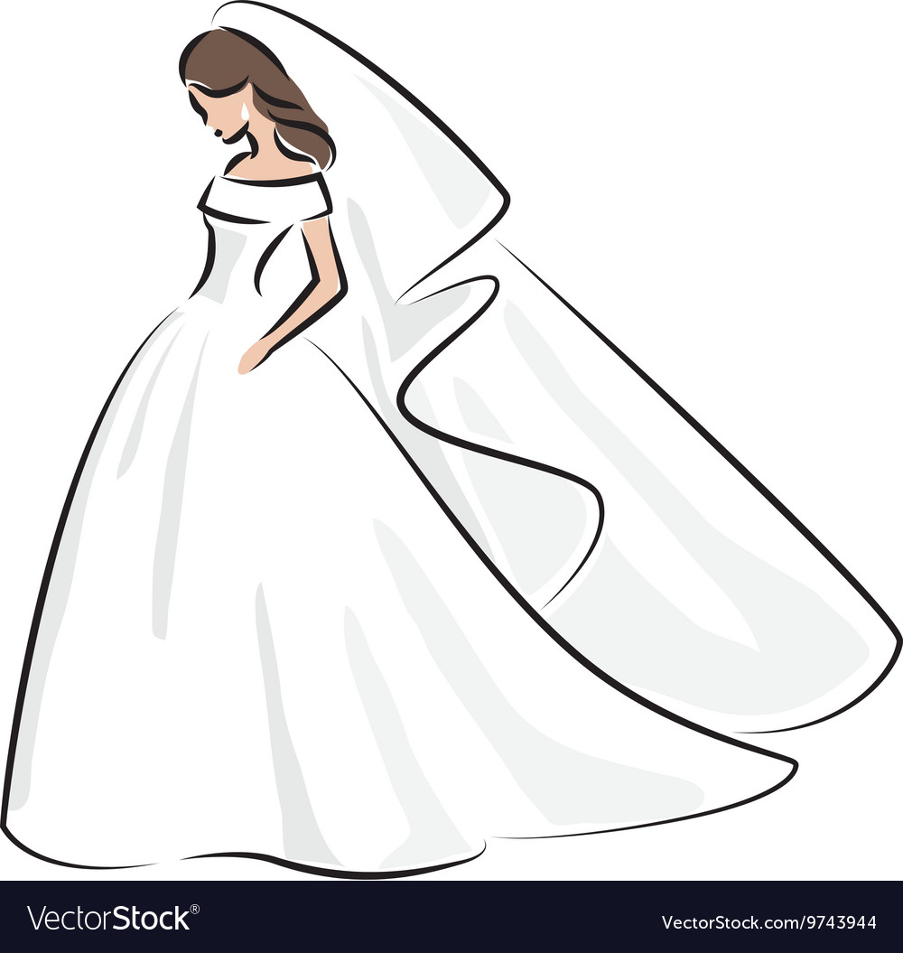 Download Abstract outline color of a young elegant bride Vector Image