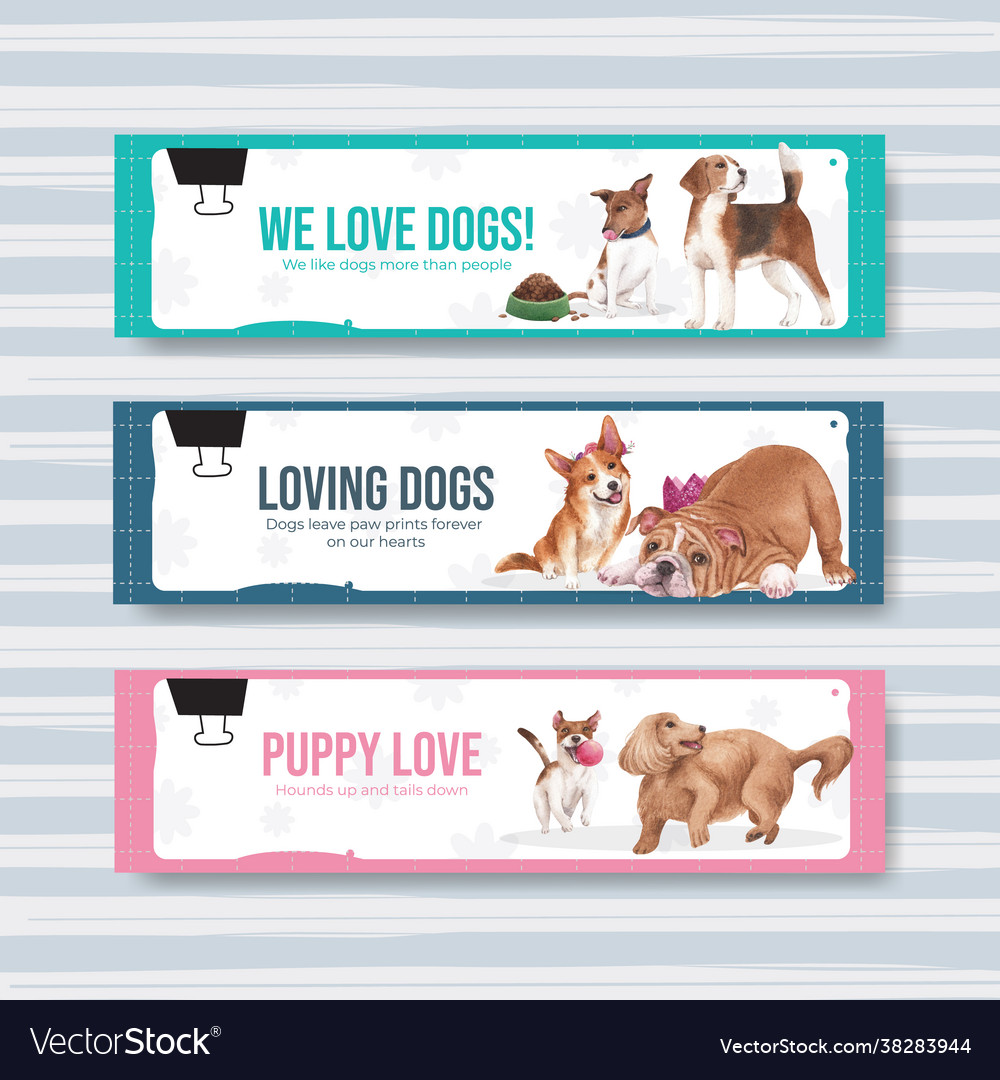 Banner template with cute dog conceptwatercolor