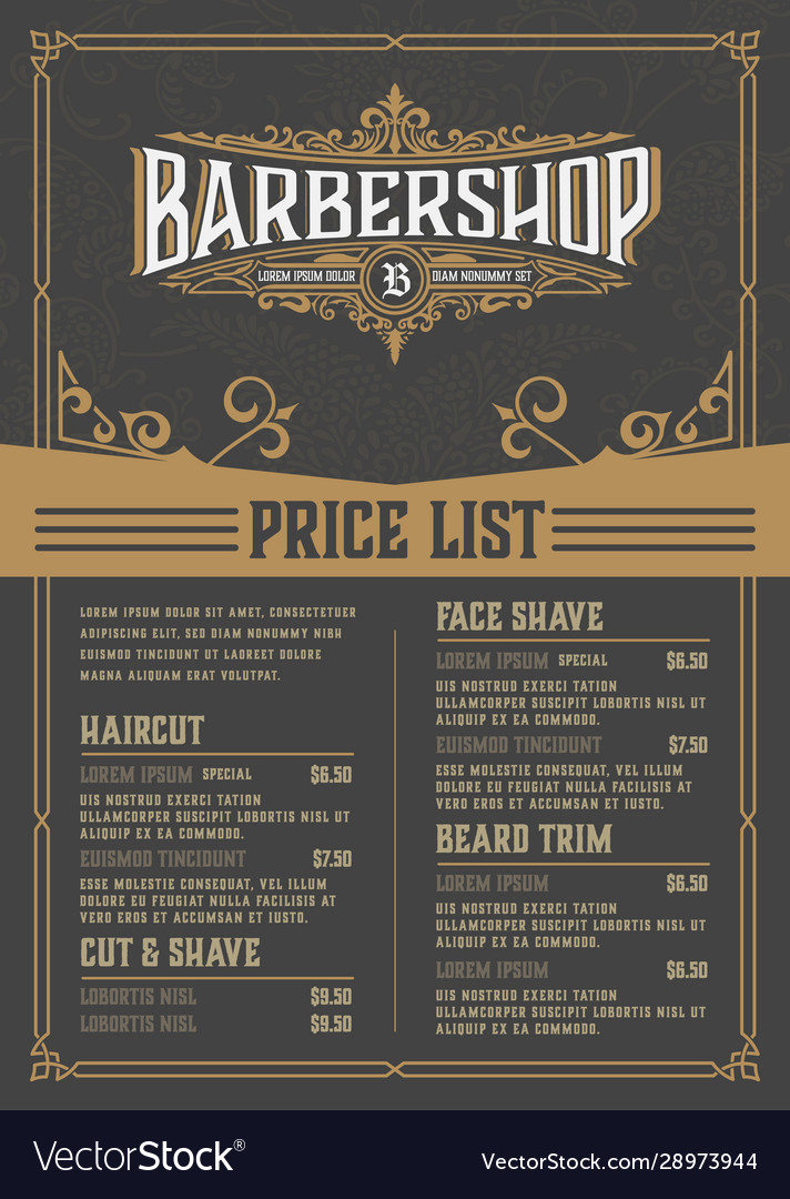 Barbershop Price List Flyer Layered Royalty Free Vector