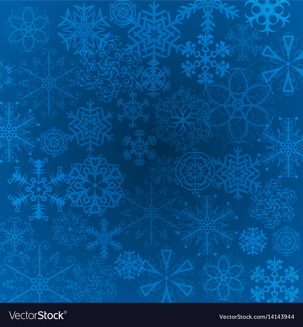 Blue christmas snowflakes background with lights