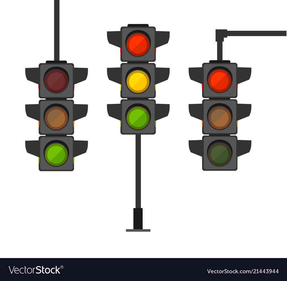 Cartoon traffic light different types set Vector Image