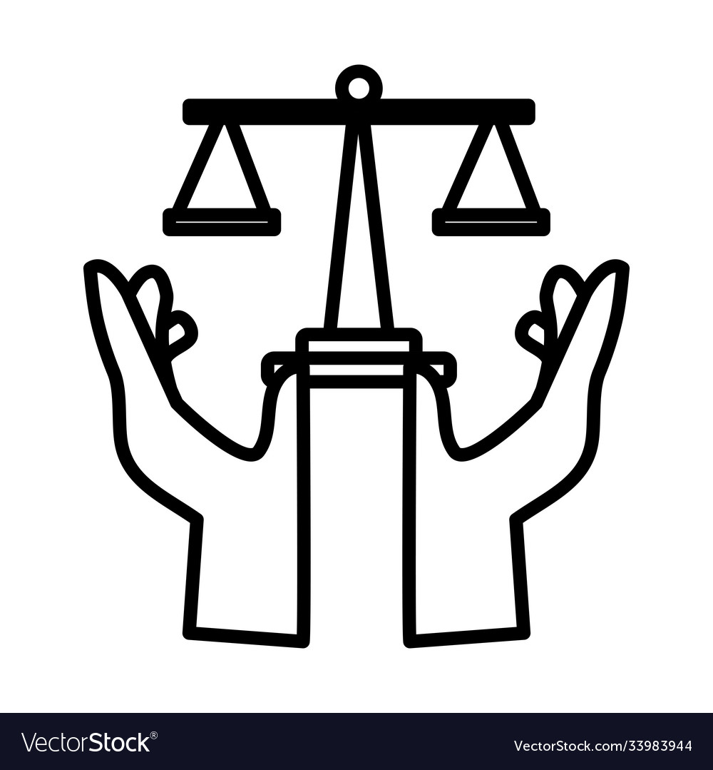 Hands Protecting Scale Balance Line Style Icon Vector Image