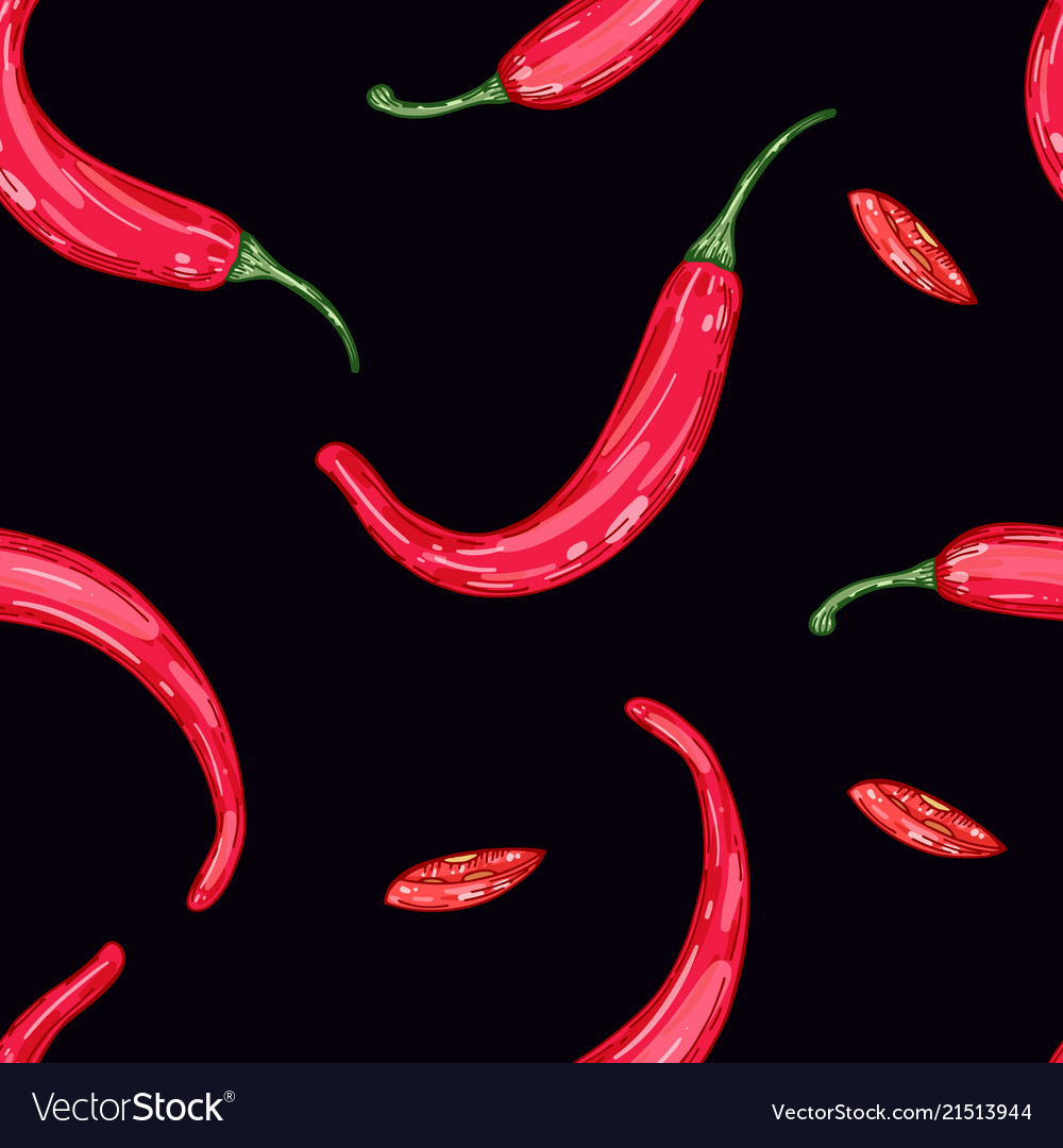 Red hot pepper on black background color