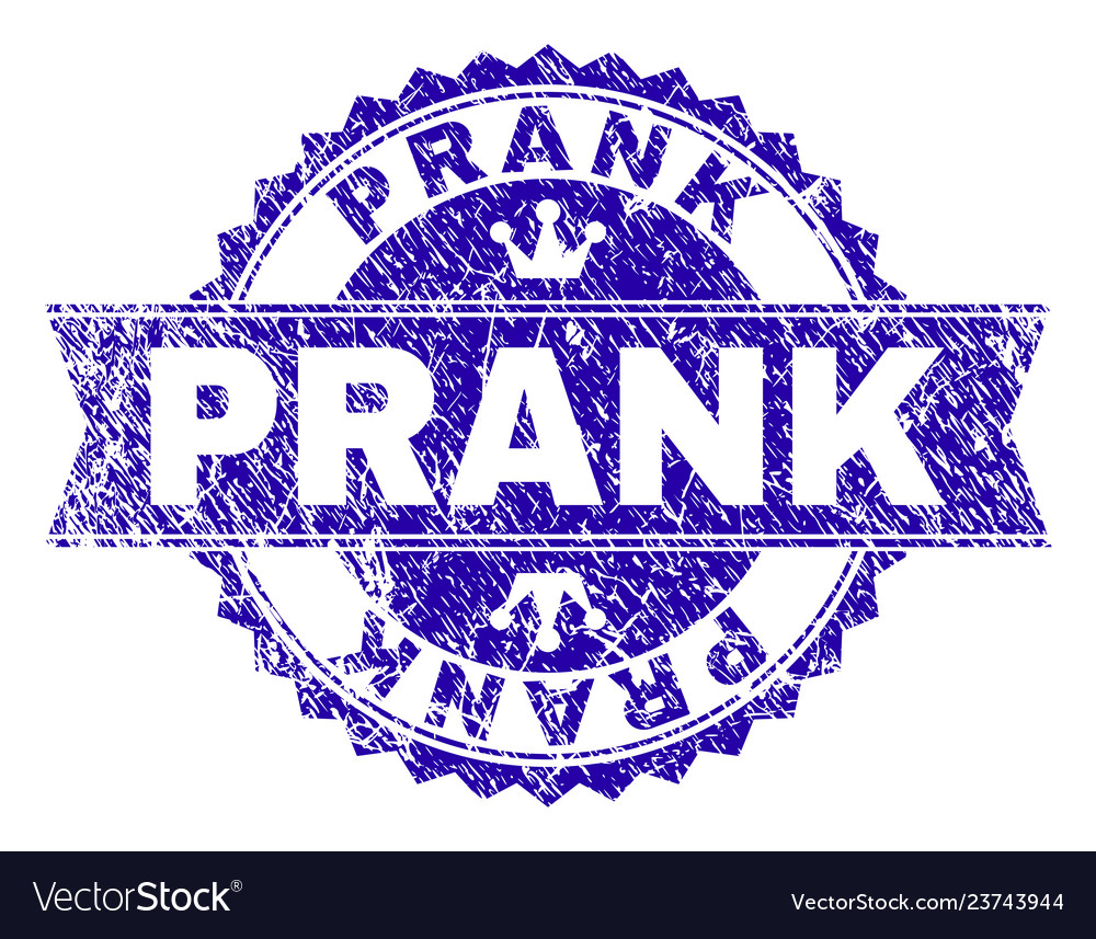 Scratched textured prank stamp seal with ribbon Vector Image