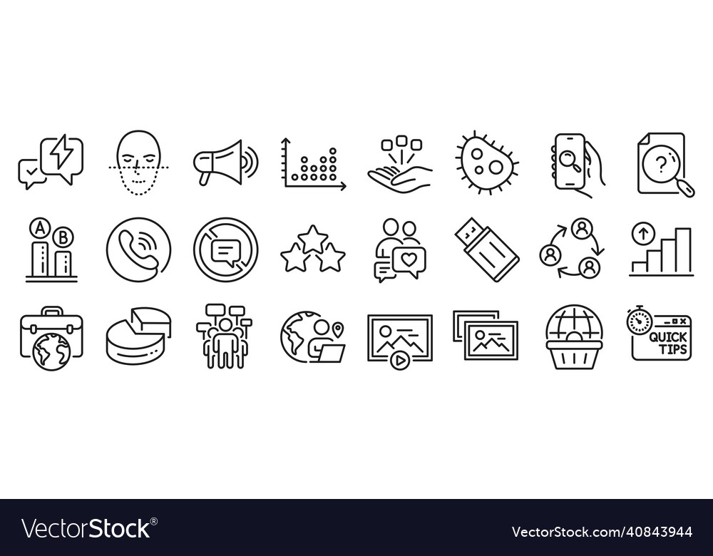 Set of technology icons such as search document