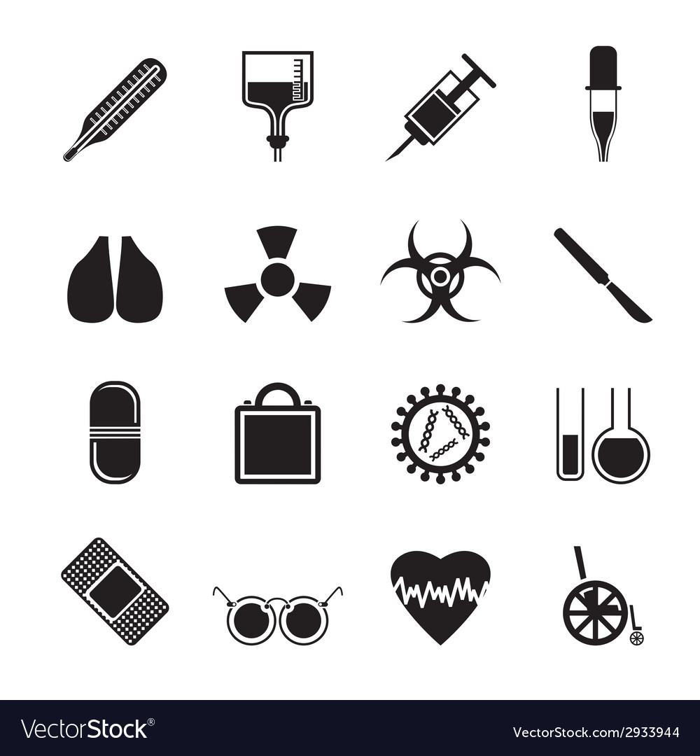 Silhouette collection of medical themed icons