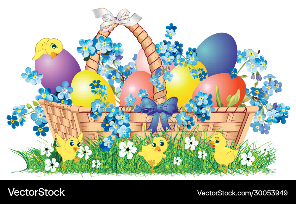 Basket with easter eggs Royalty Free Vector Image
