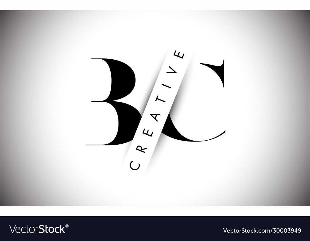 Bc b c letter logo with creative shadow cut Vector Image