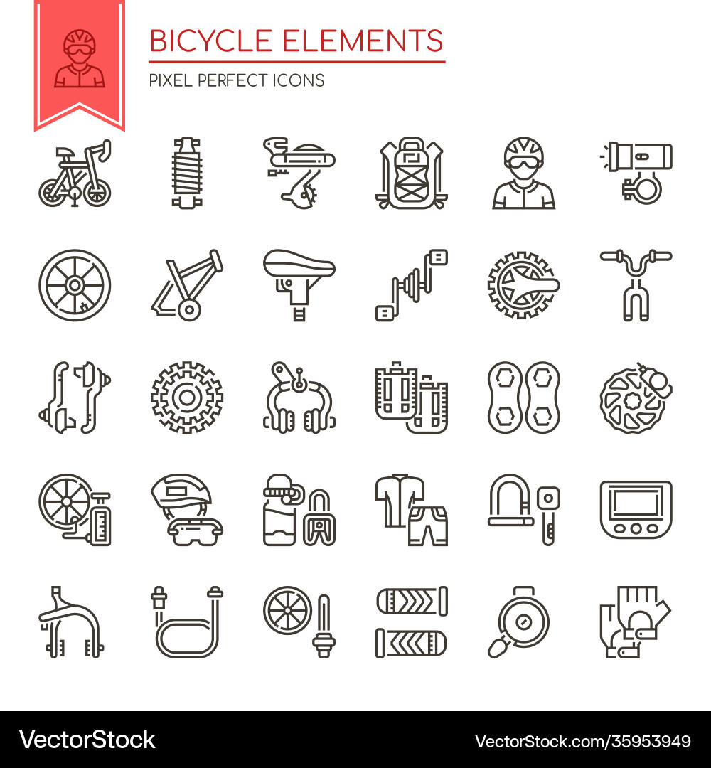 Bicycle elements thin line and pixel perfect Vector Image