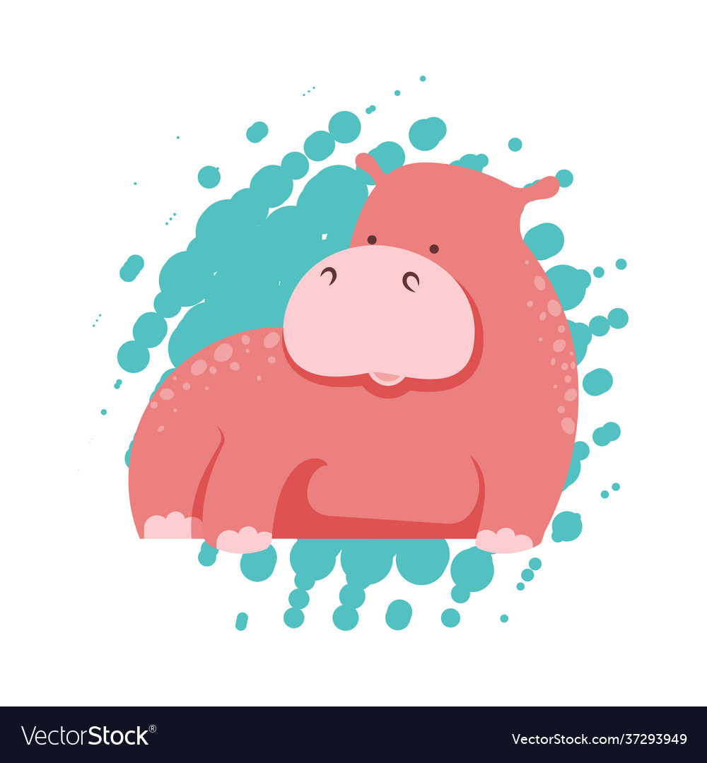 Cartoon pink hippo or hippopotamus