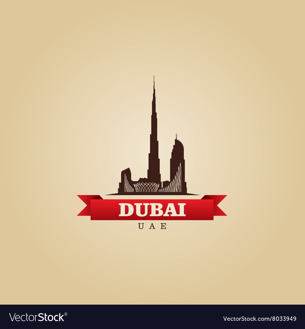 Dubai uae city symbol silhouette Royalty Free Vector Image