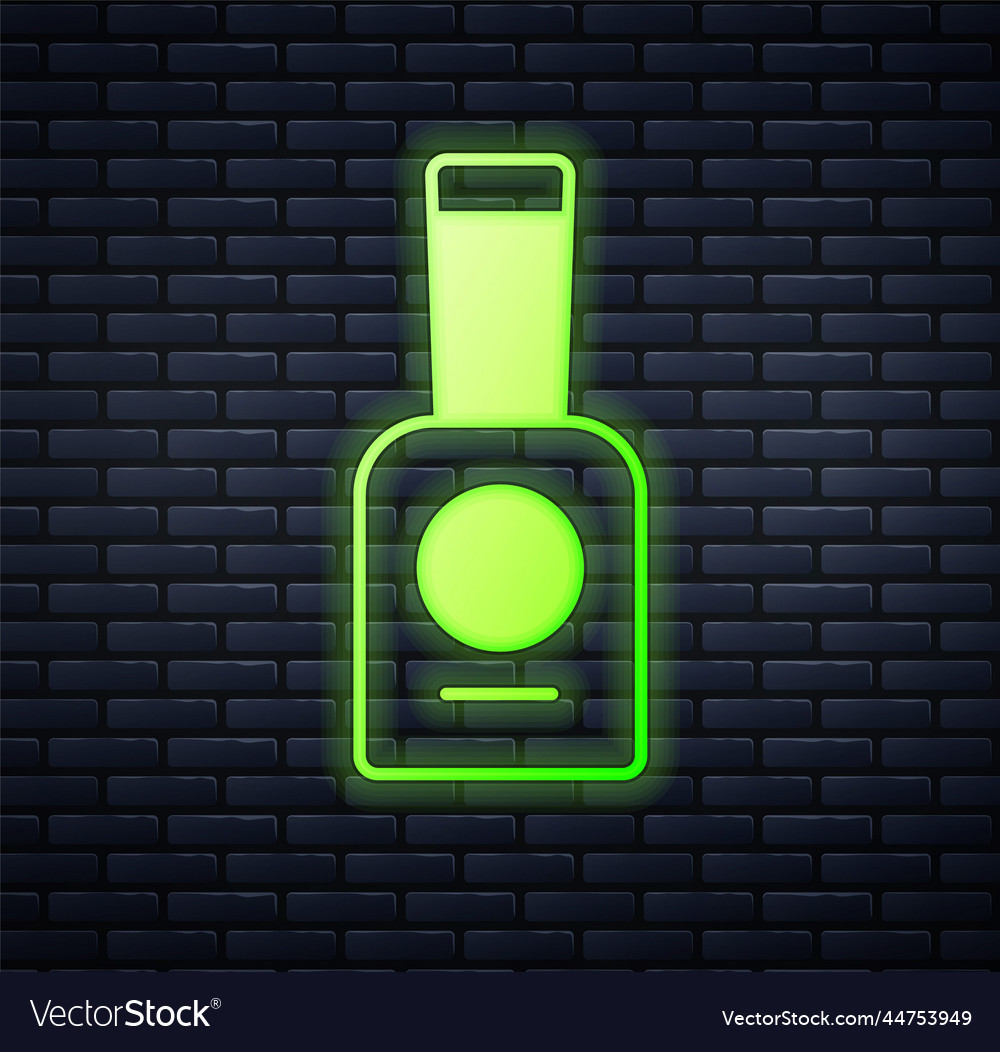 Glowing neon bottle of nail polish icon isolated