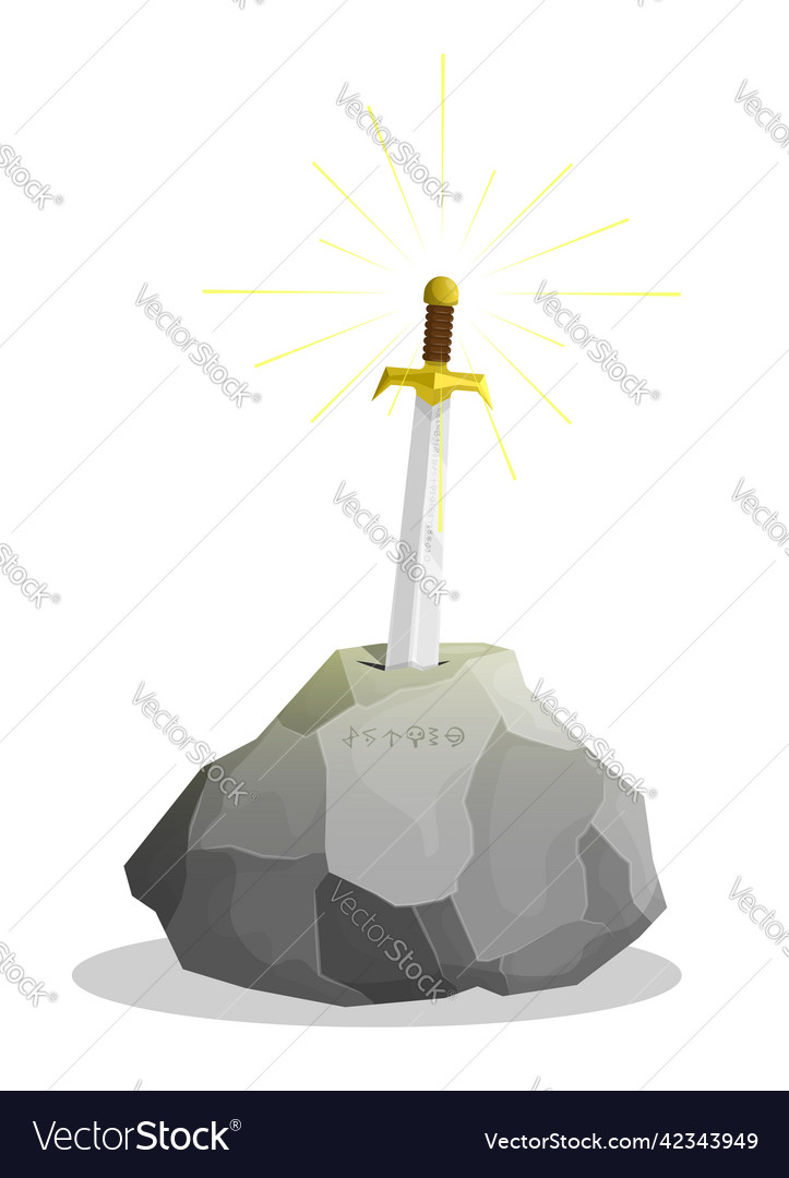 Legendary sword excalibur sticks out of stone Vector Image