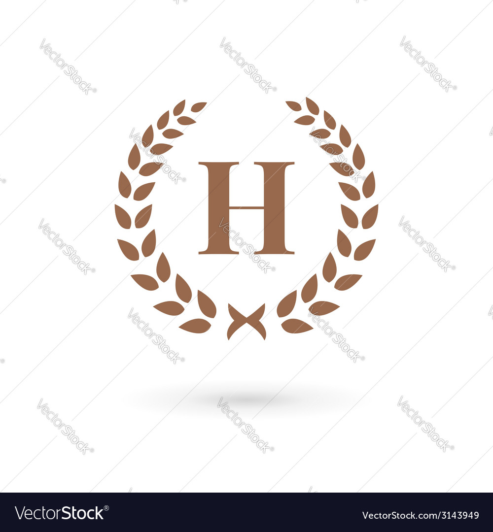 Letter H Laurel Wreath Logo Icon Design Template Vector Image Images, Photos, Reviews