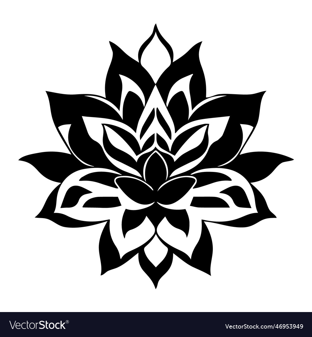 Lotus flower isolated on white background black Vector Image