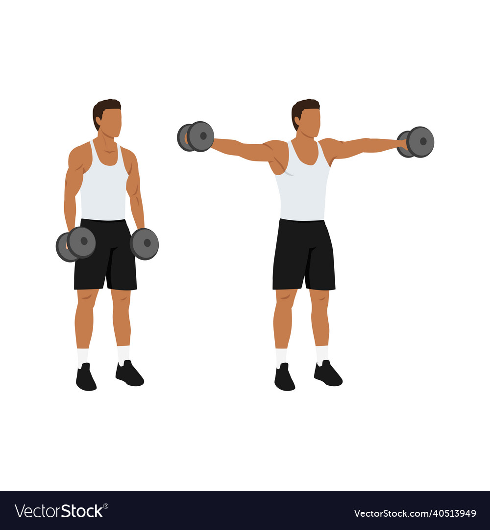 Man doing lateral side shoulder dumbbell raises Vector Image